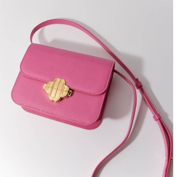 Maje pink lizard embossed Clover Bag BNWT - Picture 4 of 11